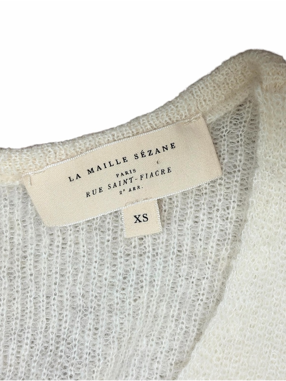 SEZANE Barry Ivory Ecru Mohair Alpaca Blend Cardigan Sweater V Neck Size XS - Picture 7 of 13